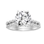 14K WHITE GOLD 3 1/3CT ROUND DIAMOND LADIES BRIDAL SET (CENTER STONE ROUND DIAMOND 3CT)