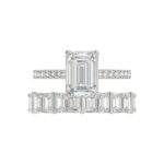 14K WHITE GOLD 5.00CT ROUND/EMERALD DIAMOND LADIES BRIDAL SET (CENTER STONE EMERALD DIAMOND 3.00CT) - Image 5