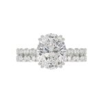 Ladies 14K White Gold Ladies Elegance- Bridal Set 3 1/3CT Round & Oval Diamonds 3.00CT Oval Center stone (Color F-G Clarity VS1/VS2) - Image 5