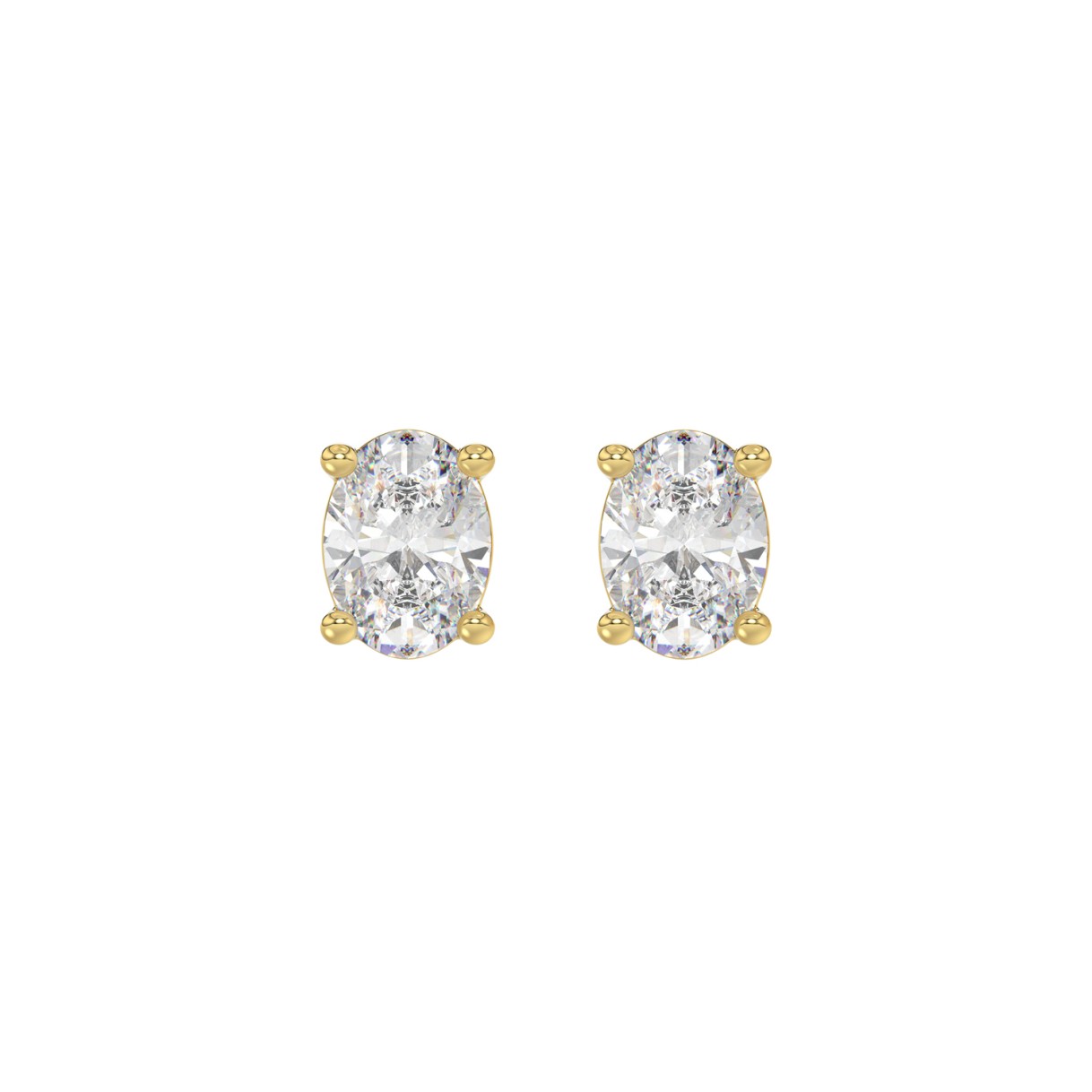 LADIES SOLITAIRE EARRINGS 1 1/2CT OVAL DIAMOND 14K YELLOW GOLD 1 LADIES SOLITAIRE EARRINGS 1 1/2CT OVAL DIAMOND 14K YELLOW GOLD - Image 1