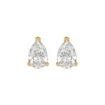 LADIES SOLITAIRE EARRINGS 3CT PEAR DIAMOND 14K YELLOW GOLD