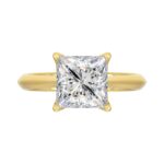 LADIES SOLITAIRE RING 4CT PRINCESS DIAMOND 14K YELLOW GOLD - Image 5