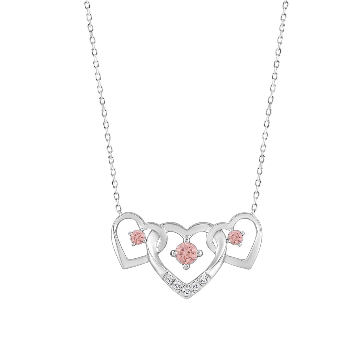 ETERNAL BLUSH COLLECTION LADIES NECKLACE 1/3CT ROUND DIAMOND 14K WHITE GOLD WITH CHAIN (CENTER STONE PINK ROUND DIAMOND 1/3CT) 1 ETERNAL BLUSH COLLECTION LADIES NECKLACE 1/3CT ROUND DIAMOND 14K WHITE GOLD WITH CHAIN (CENTER STONE PINK ROUND DIAMOND 1/3CT) - Image 1