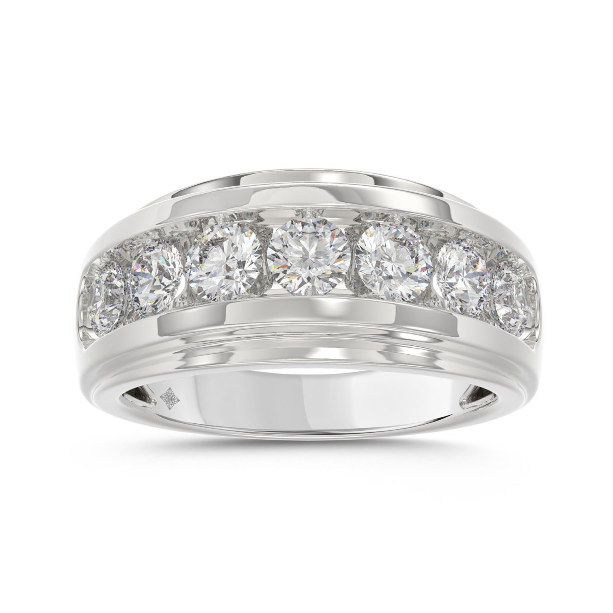 14K WHITE GOLD 2.00CT ROUND DIAMOND MEN'S BAND 1 14K WHITE GOLD 2.00CT ROUND DIAMOND MEN'S BAND - Image 1
