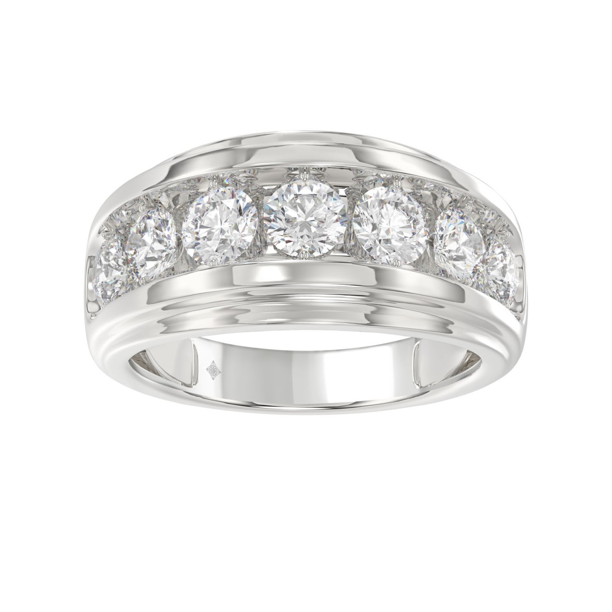 14K WHITE GOLD 3.00CT ROUND DIAMOND MEN'S BAND 1 14K WHITE GOLD 3.00CT ROUND DIAMOND MEN'S BAND - Image 1