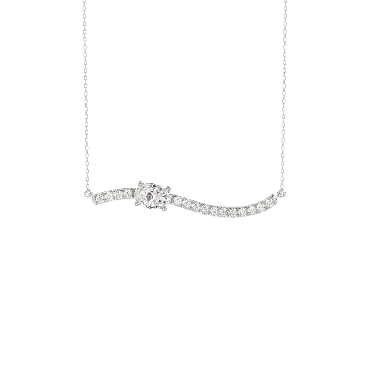 14K WHITE GOLD 3/4CT ROUND/OVAL DIAMOND LADIES NECKLACE 1 14K WHITE GOLD 3/4CT ROUND/OVAL DIAMOND LADIES NECKLACE - Image 1