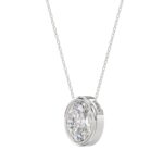 LADIES SOLITAIRE PENDANT 3CT OVAL DIAMOND 14K WHITE GOLD - Image 3
