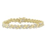 STERLING SILVER YELLOW 1/3CT ROUND DIAMOND LADIES BRACELET