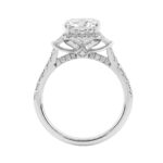 Elegance Ladies 3 1/2CT Round/Baguette/Cushion Lab Grown Diamond Bridal Ring 14K White Gold Ladies Engagement Ring with 3.00CT Cushion Center stone (C - Image 2