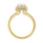14K Yellow Gold 4 1/2Ct Ladies Emerald-Cut Halo Engagement Ring 4Ct Emerald Center Stone & Round Diamond (Color F-G -Clarity Vs1/Vs2) - Image 2