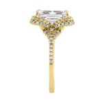 14K Yellow Gold 4 1/2Ct Ladies Emerald-Cut Halo Engagement Ring 4Ct Emerald Center Stone & Round Diamond (Color F-G -Clarity Vs1/Vs2) - Image 3