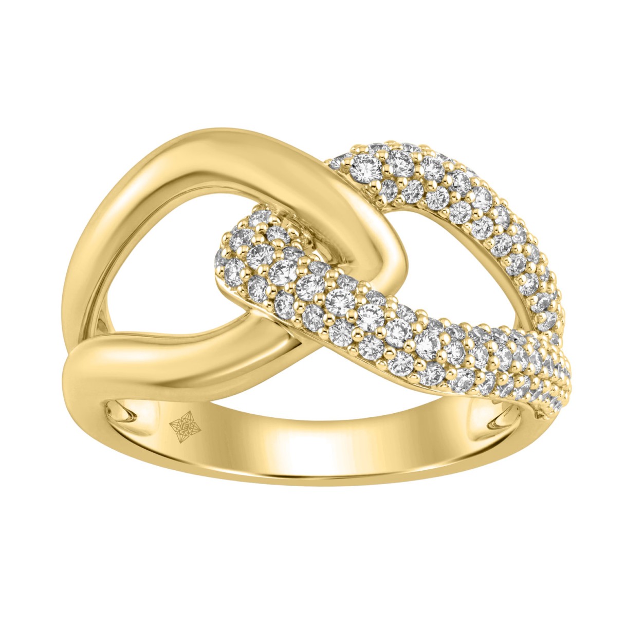 1/2Ct Round Diamond Ring In 14K Yellow Gold Women Interlocked Link Fashion Ring (Color F-G -Clarity Vs1/Vs2) 1 1/2Ct Round Diamond Ring In 14K Yellow Gold Women Interlocked Link Fashion Ring (Color F-G -Clarity Vs1/Vs2) - Image 1