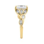 14K Yellow Gold Radiant Cut Diamond Ring 4 1/5Ct With Marquise Side Stones Ladies Engagement Ring 3Ct Radiant Center Stone (Color F-G -Clarity Vs1/Vs - Image 3