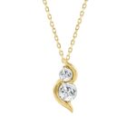 Elegant 14K Yellow Gold Ladies Pendant With 1.00Ct Round Diamonds In A Timeless Two-Stone Design. Complete With Chain And Perfect For Gifting.