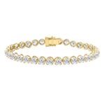 Luxury 14K Yellow Gold Round Diamond Tennis Bracelet 10.00 Ct Elegant Women Jewelry (Color F-G -Clarity Vs1/Vs2)