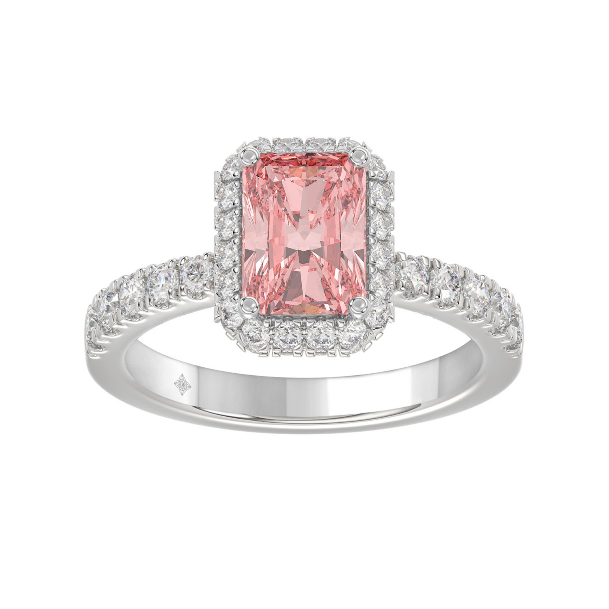 ETERNAL BLUSH COLLECTION 14K WHITE GOLD 4.00CT ROUND/RADIANT DIAMOND LADIES RING (CENTER STONE PINK RADIANT DIAMOND 3.00CT) 1 ETERNAL BLUSH COLLECTION 14K WHITE GOLD 4.00CT ROUND/RADIANT DIAMOND LADIES RING (CENTER STONE PINK RADIANT DIAMOND 3.00CT) - Image 1
