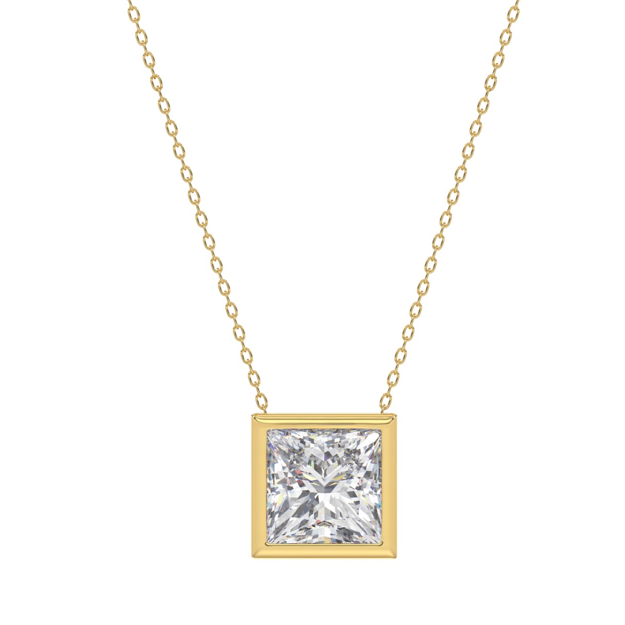 LADIES SOLITAIRE PENDANT 2CT PRINCESS DIAMOND 14K YELLOW GOLD 1 LADIES SOLITAIRE PENDANT 2CT PRINCESS DIAMOND 14K YELLOW GOLD - Image 1