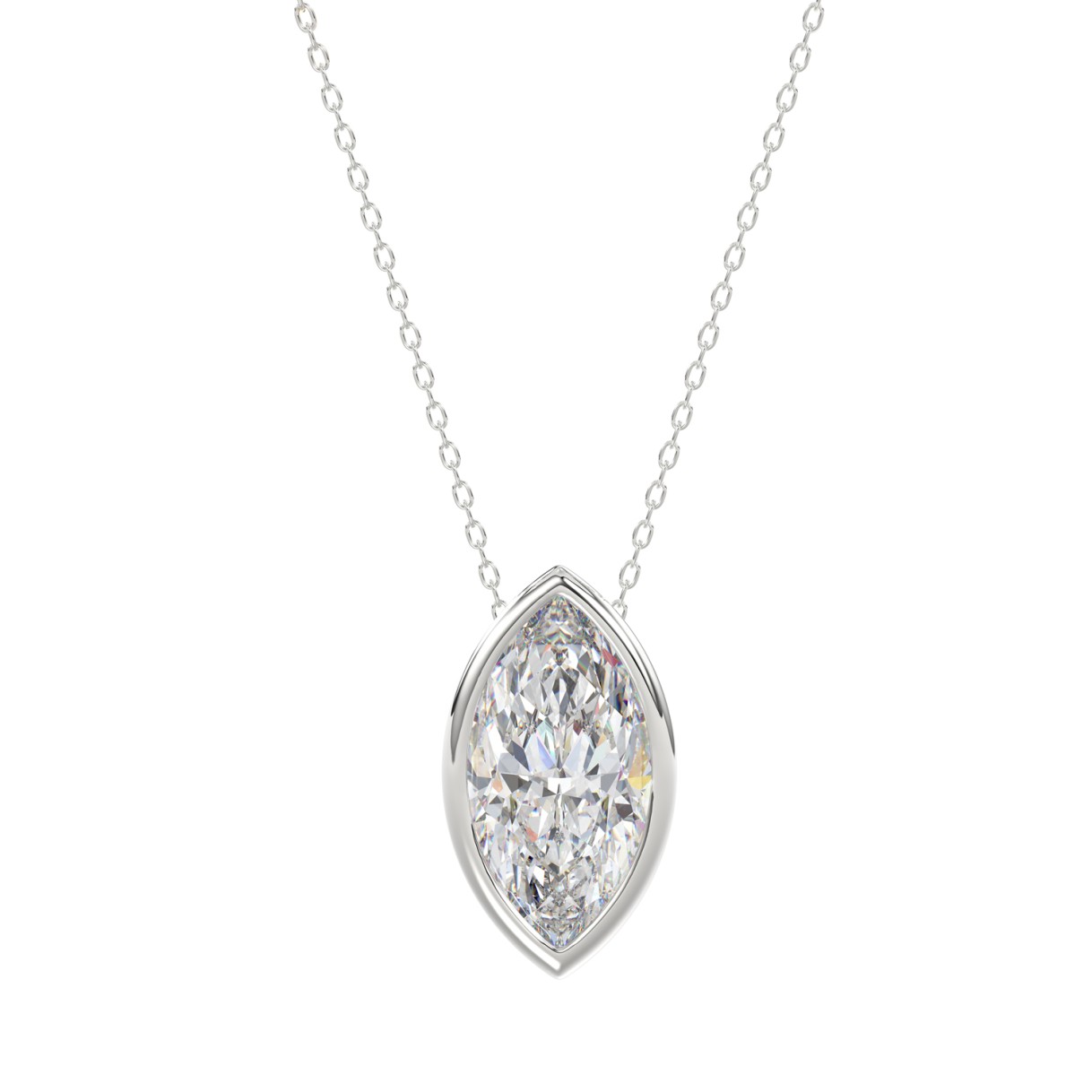 LADIES SOLITAIRE PENDANT 3CT MARQUISE DIAMOND 14K WHITE GOLD 1 LADIES SOLITAIRE PENDANT 3CT MARQUISE DIAMOND 14K WHITE GOLD - Image 1
