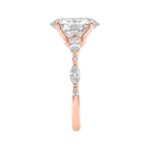 14K ROSE GOLD 4.00CT ROUND/OVAL/MARQUISE DIAMOND LADIES RING (CENTER STONE OVAL DIAMOND 3 1/2CT) - Image 3