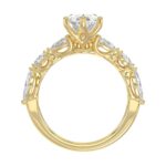 14K Yellow Gold Bridal Fashion Ring for Ladies 4CT Round & Marquise& Pear Cut Diamonds 3.00CT Marquise Center stone (Color F-G -Clarity VS1/V - Image 2