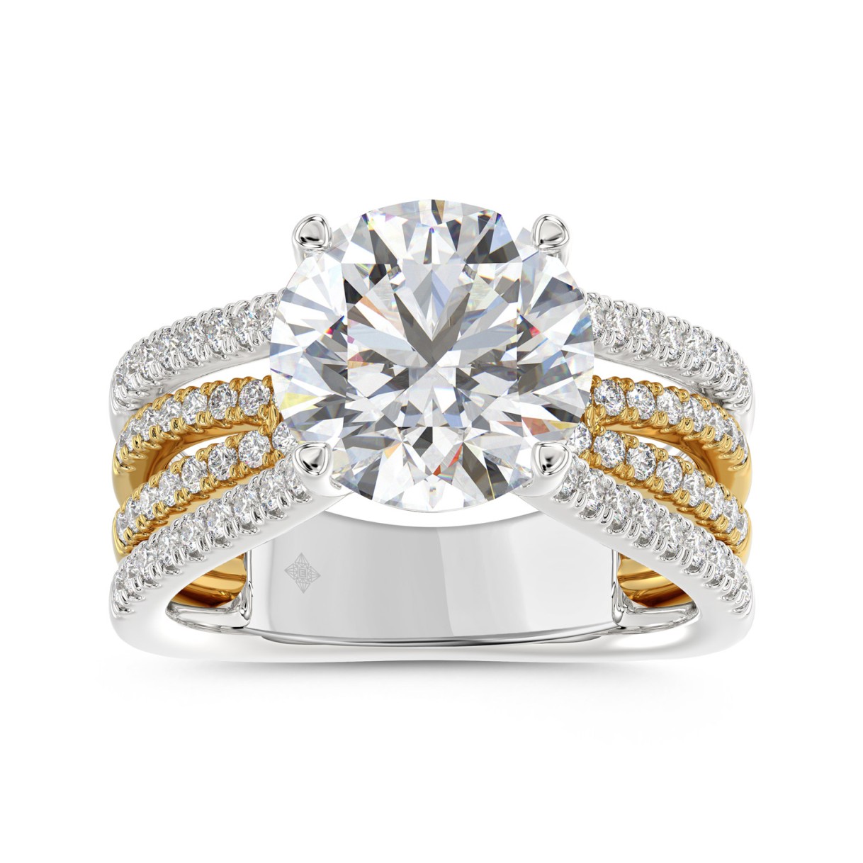 LADIES RING 3 5/8CT ROUND DIAMOND 14K WHITE/YELLOW GOLD (CENTER STONE ROUND DIAMOND 3CT ) 1 LADIES RING 3 5/8CT ROUND DIAMOND 14K WHITE/YELLOW GOLD (CENTER STONE ROUND DIAMOND 3CT ) - Image 1