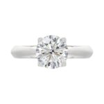 LADIES SOLITAIRE RING 2CT ROUND DIAMOND 14K WHITE GOLD - Image 5