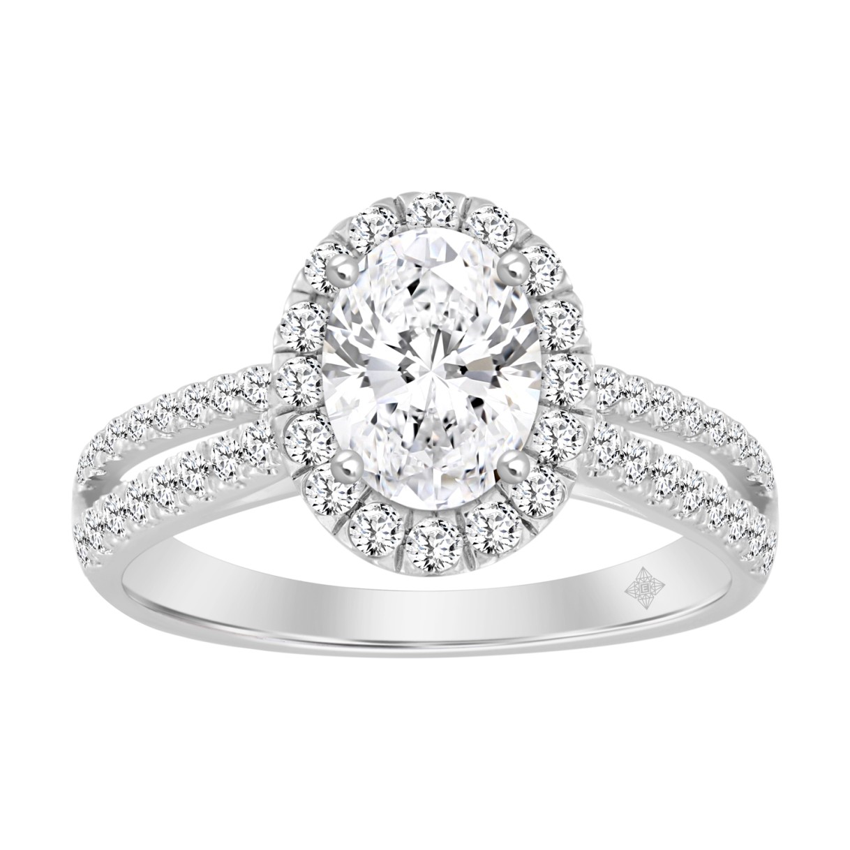 LADIES RING 1 1/2CT ROUND/OVAL DIAMOND 14K WHITE GOLD (CENTER STONE OVAL DIAMOND 1CT) 1 LADIES RING 1 1/2CT ROUND/OVAL DIAMOND 14K WHITE GOLD (CENTER STONE OVAL DIAMOND 1CT) - Image 1