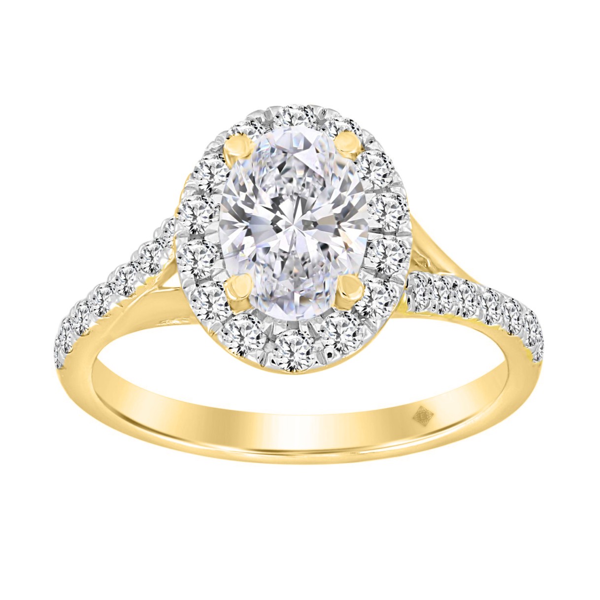 LADIES RING 1 1/2CT ROUND/OVAL DIAMOND 14K YELLOW GOLD (CENTER STONE OVAL DIAMOND 1CT) 1 LADIES RING 1 1/2CT ROUND/OVAL DIAMOND 14K YELLOW GOLD (CENTER STONE OVAL DIAMOND 1CT) - Image 1