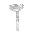 14K WHITE GOLD 6.00CT ROUND/PEAR DIAMOND LADIES RING (CENTER STONE PEAR DIAMOND 5CT - Image 3