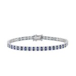 14K WHITE GOLD 5 3/4CT ROUND/ROUND BLUE SAPPHIRE DIAMOND LADIES BRACELET
