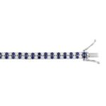 14K WHITE GOLD 5 3/4CT ROUND/ROUND BLUE SAPPHIRE DIAMOND LADIES BRACELET - Image 2