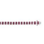 14K WHITE GOLD 5 3/4CT ROUND/RUBY ROUND DIAMOND LADIES BRACELET (RUBY ROUND DIAMOND 2 3/4CT) - Image 3