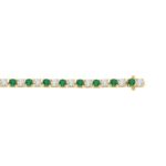 14K YELLOW GOLD 5 3/8CT ROUND/EMERALD ROUND DIAMOND LADIES BRACELET (ROUND EMERALD 3CT) - Image 3