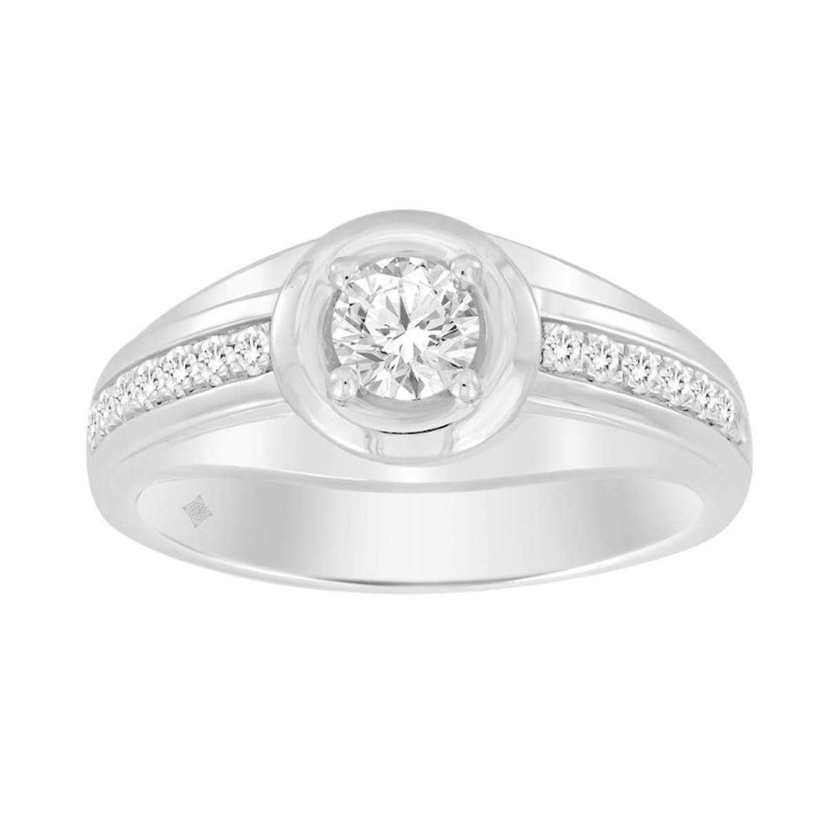 14K WHITE GOLD 3/4CT ROUND DIAMOND MEN'S RING 1 14K WHITE GOLD 3/4CT ROUND DIAMOND MEN'S RING - Image 1
