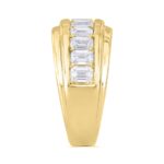 MEN'S BAND 3CT EMERALD DIAMOND 14K YELLOW GOLD - Image 3
