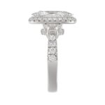 14K White Gold Halo Engagement Ring with Side Stones, 3 1/4CT Round, Baguette,Trapezoid Diamond & 2.00CT Oval Center stone (Color F-G -Clarity VS1/VS2 - Image 3