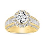 LADIES RING 3 3/4CT ROUND/BAGUETTE DIAMOND 14K YELLOW GOLD (CENTER STONE ROUND DIAMOND 1 1/2CT )