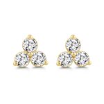 LADIES EARRINGS 1CT ROUND DIAMOND 14K YELLOW GOLD