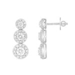 LADIES EARRINGS 3 3/4CT ROUND DIAMOND 14K WHITE GOLD (CENTER STONE ROUND DIAMOND 1 1/3C T ) - Image 2