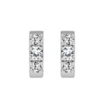 LADIES HOOP EARRINGS 1 1/2CT ROUND DIAMOND 14K WHITE GOLD