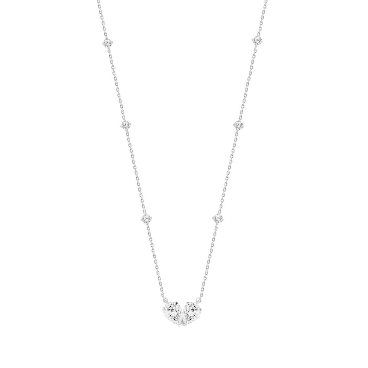 14K WHITE GOLD 2.00CT ROUND/PEAR DIAMOND LADIES NECKLACE 1 14K WHITE GOLD 2.00CT ROUND/PEAR DIAMOND LADIES NECKLACE - Image 1