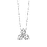 LADIES NECKLACE 1CT ROUND DIAMOND 14K WHITE GOLD WITH CHAIN