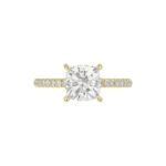 14K YELLOW GOLD 2 1/4CT ROUND/CUSHION DIAMOND LADIES RING (CENTER STONE CUSHION DIAMOND 2CT) - Image 5