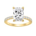 14K YELLOW GOLD 3 1/2CT ROUND/RADIANT DIAMOND LADIES RING (CENTER STONE RADIANT DIAMOND 3CT)