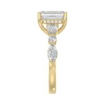 14K Yellow Gold Emerald Cut Diamond Classic Bridal Ring for Ladies 4.00CT with Pear Round & Marquise Diamond 3.00CT Emerald Center stone (Color F- - Image 4