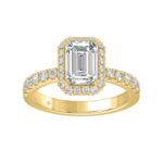 LADIES RING 4.00CT ROUND/EMERALD DIAMOND 14K YELLOW GOLD (CENTER STONE EMERALD DIAMOND 3.00CT)
