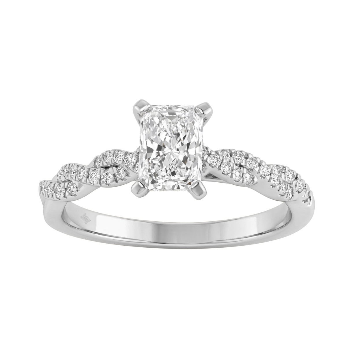 14K White Gold 1.00 Ct Round Diamond Ring With Radiant Cut Lab-Grown 3/4Ct Center Stone Ladies Engagement Ring (Color F-G -Clarity Vs1/Vs2) 1 14K White Gold 1.00 Ct Round Diamond Ring With Radiant Cut Lab-Grown 3/4Ct Center Stone Ladies Engagement Ring (Color F-G -Clarity Vs1/Vs2) - Image 1