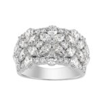14K White Gold 3.00Ct Mixed Shape Diamond Cluster Ring Round, Marquise & Pear Floral Inspired Ladies Ring (Color F-G -Clarity Vs1/Vs2)