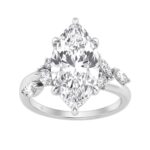 14K White Gold 5 1/2Ct Lab-Grown Diamond Engagement Ring For Women 5Ct Marquise Center Stone With Round Side Stones, Luxury Bridal Ring (Color F-G -Cl