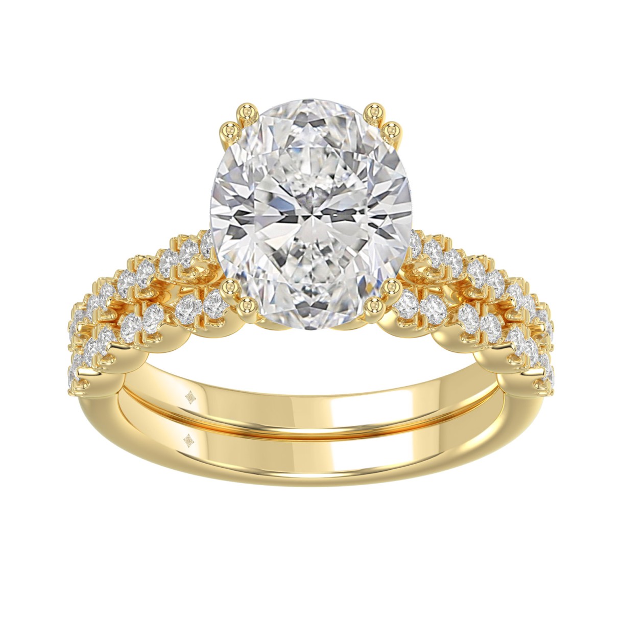 Ladies 14K Yellow Gold Ladies Elegance- Bridal Set 3 1/3CT Round & Oval Diamonds 3.00CT Oval Center stone (Color F-G Clarity VS1/VS2) 1 Ladies 14K Yellow Gold Ladies Elegance- Bridal Set 3 1/3CT Round & Oval Diamonds 3.00CT Oval Center stone (Color F-G Clarity VS1/VS2) - Image 1